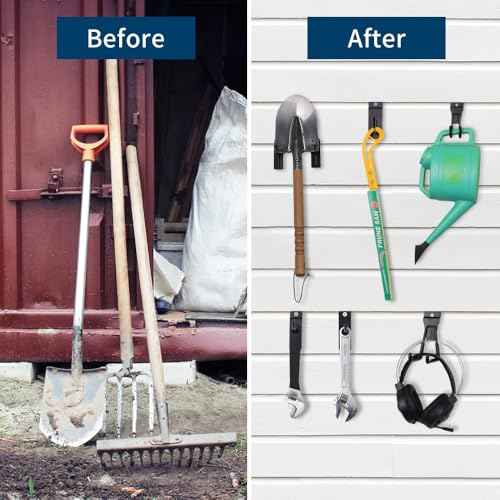 30Pcs Slatwall Hooks Set, Multi Size Garage Hooks Storage Utility Hanging Hooks, Heavy Duty Garage Tool Organizer Slatwall Accessories for Sheds, Basments