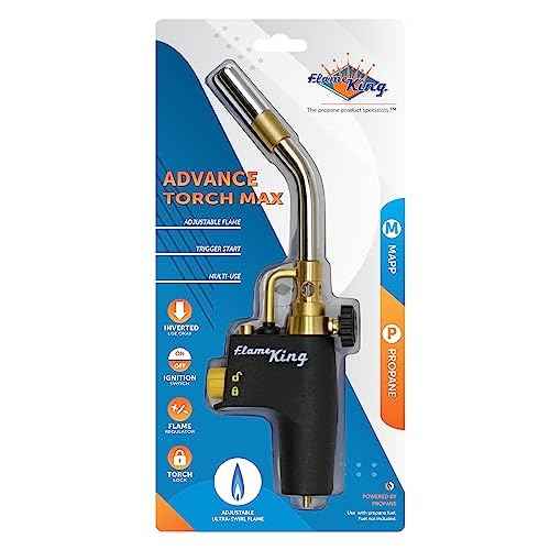 Flame King FK8500CGA High Intensity Propane Torch Head for Soldering, Brazing, Plumbing, Lighting Charcoal/Fire Pits, Compatible with 1LB Cylinders, MAPP, and MAP-PRO
