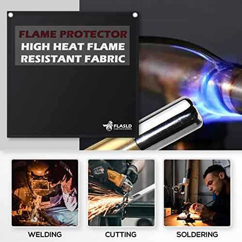 FLASLD Magnet Flame Protector for Soldering and Brazing, 18''x18'' High-Temperature PlumberPad Heat Shield, Fire Resistant Welding Mat