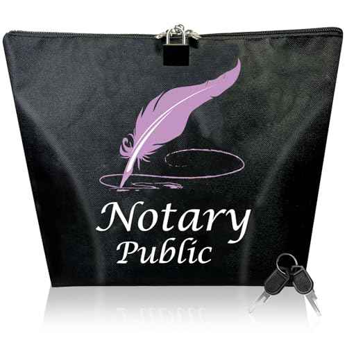 Notary Bag with Lock, 13x10''Waterproof Notary Supply Bag with 2 keys, Portable Security Storage Bag for Notary Journal, Stamp, Embosser, Ink Pad and Valuables(Pink)