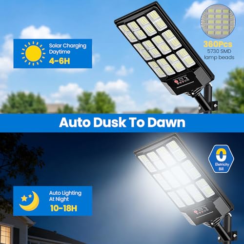 JWT 4 Pack Solar Outdoor Waterproof Flood Lights with Remote Dusk to Dawn Motion Sensor 6500K LED Security Lighting