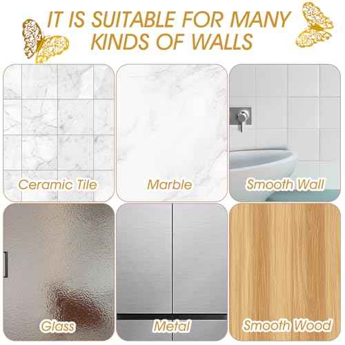 12 PCS 3D Butterfly Wall Decor Stickers ? Removable Metallic Paper Decoration with Adhesive Dots for Bedroom, Living Room, Nursery, Party, Wedding, and Classroom