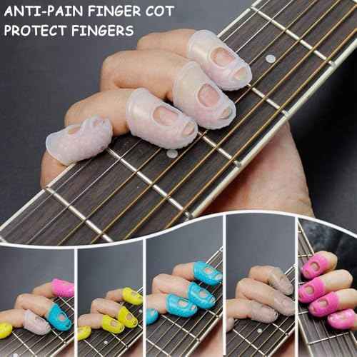 Guitar Fingertip Protectors, 25-Pack Silicone Finger Covers for Guitar/Ukulele/Banjo/Mandolin ? Breathable, Flexible, Non-Slip Practice Sleeves, Mixed Colors with Storage Case, Reusable