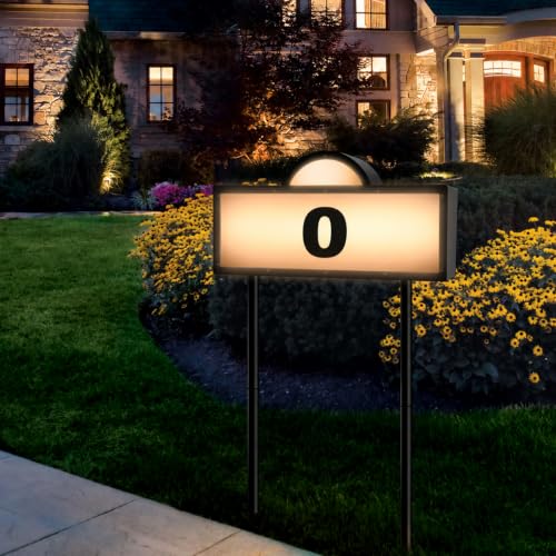 GEYUEYA Home Solar Address Sign with 2 Light Modes, Waterproof Yard Number Plaque