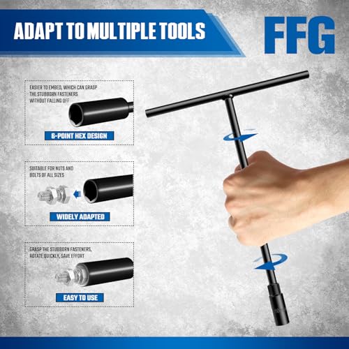 FFG T - Handle Metric Socket Wrench 6- Point 10mm Chrome Vanadium Steel T Handle Wrench Hex Socket For Car Motorcycle Dirtbike Repair