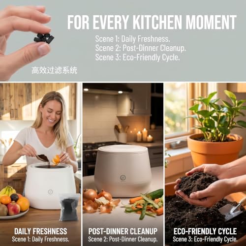 XVUCRT 4 lbs Activated Carbon Filter Refills for Lomi Kitchen Composter – Black