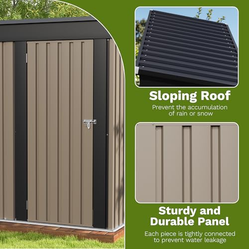Patiowell 5x3 FT Outdoor Storage Shed Brown - Weatherproof Garden Tool Storage
