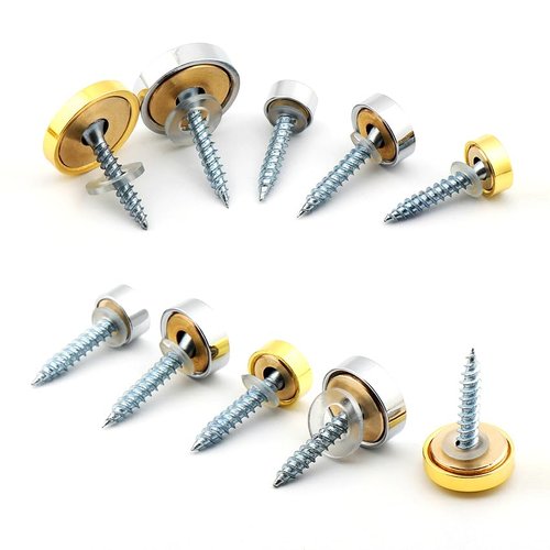 Wopanxye 20pack 16mm Mirror Screws Decorative Caps Chrome Cover Nails Brushed Stainless Steel for Furniture Fittings Glass Sign Boards Bath Plate Panels Wardrobes Tables, Mirror Fixings to Wall, Black