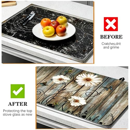 Daisy Variation Stove Top Cover for Electric Stoves - Heat-Resistant Silicone Protector