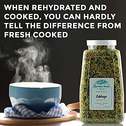 6 Ounce Dehydrated Cabbage Flakes - Air Dried Vegetables for Soup & Cooking, Perfect for Camping & Survival