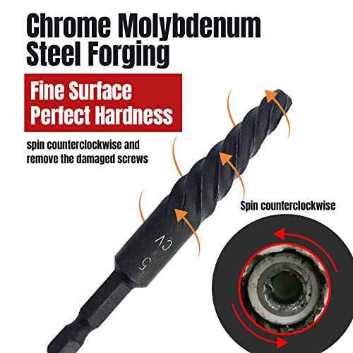 NORTOOLS 6 PCS Broken stud extractor kit Damaged Screw Extractor Set with 1/4 Quick Change Arbors Tool Kit Fine Thread Bad Screw Stud Remover