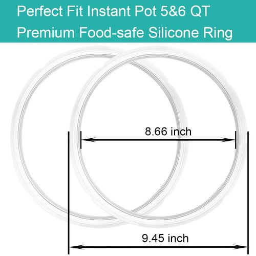 2-Pack Sealing Ring for Instant Pot 6 Quart, Food-grade Silicone Replacement Parts for Instant Pot 6 Qt, BPA-Free Accessories for Instant Pot, Lid Gasket Seal Sealing Ring for Instantpot 5&6 Qt, Clear