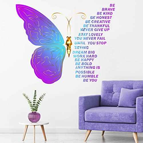 Epakh Butterfly Inspirational Quotes Wall Decals Vinyl Peel and Stick Wall Art Stickers Large Removable Motivational Positive Saying Decals for Women Nursery Bedroom Living Room Kitchen Office Home