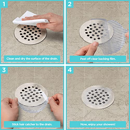 3.5 Inch Disposable Shower Drain Hair Catcher Mesh Stickers - 25 Pack