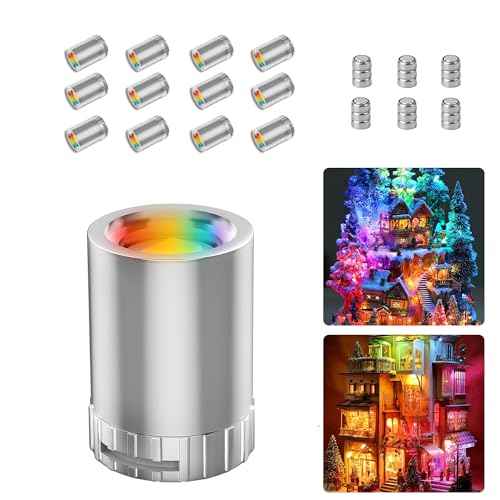 12 Pack Mini LED Lights, Small LED Lights Battery Powered for Crafts, Multi-Color Changing Tiny Miniature Spotlights,Wireless Dollhouse Light for Displays,Party,Wedding,Halloween Decorations
