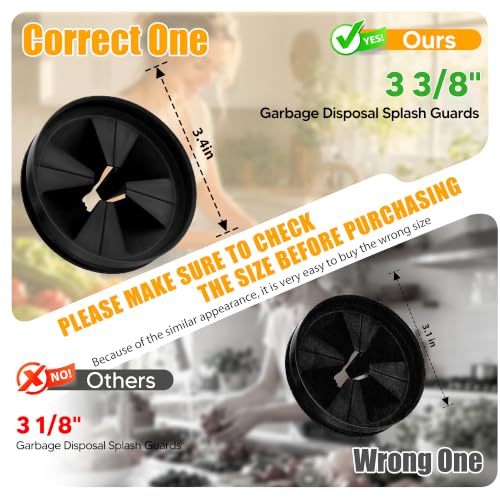 Funmit Deep Black 3 3/8" Garbage Disposal Splash Guard Replacement for InSinkErator Evolution