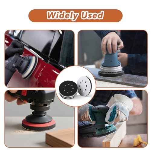 4 Pack 5 Inch Premium Foam Sanding Pads, 8 Holes Hook and Loop Sponge Cushion Buffer Backing Pad, Professional Soft Density Interface Pad for Orbital Sander