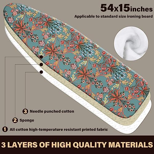 Ca iu s Ironing Board Cover and Pad 15x54 in Red – Elastic Edge, Easy Fit