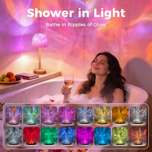 YJHAOTOU Waterproof Rechargeable LED Ocean Projector Lamp Set of 1 - Off-White