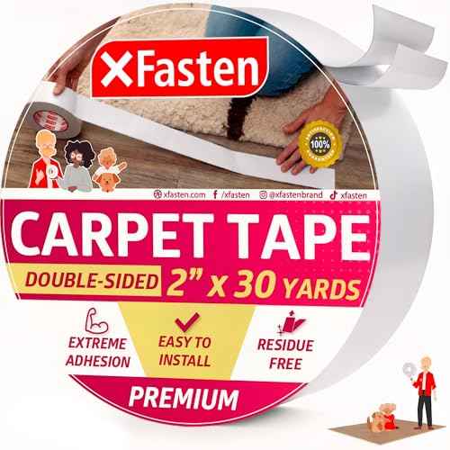 XFasten Double Sided Carpet Tape for Area Rugs, 2 Inch x 30 Yards ? Heavy Duty Anti Slip Rug Grip Tape, Works as Rug Grippers, Residue Free, Wood Safe, Easy Removal for Hardwood and Laminated Floors