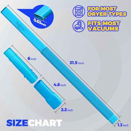 Holikme Dryer Vent Cleaner Kit Dryer Lint Vacuum Attachment Brush, Lint Remover, Dryer Vent Vacuum Hose Replacement Parts,Duct Cleaning,Blue