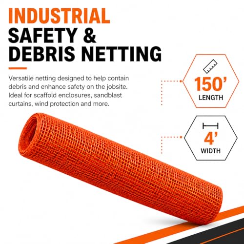 ATERET 4' x 150' Debris Safety Netting Orange Fire Retardant Construction Mesh