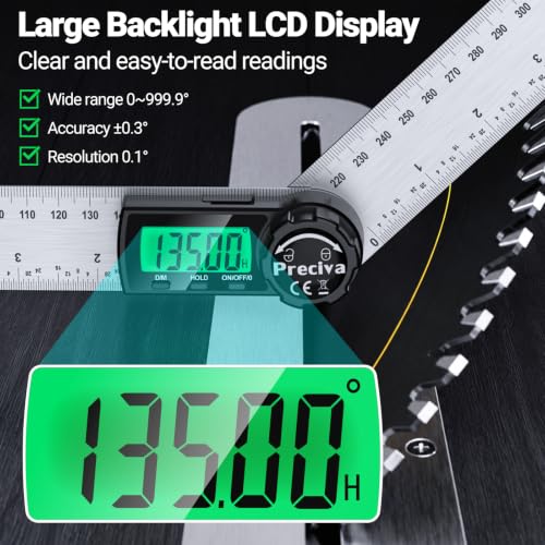 Preciva Black Rechargeable Digital Angle Finder