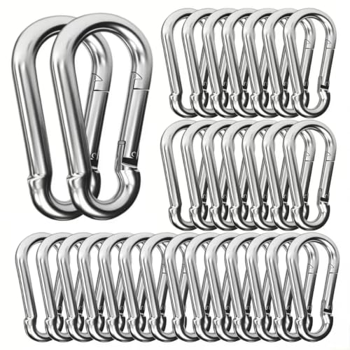 30 Pack M4 Steel Carabiners - Heavy Duty Keychain & Outdoor Gear Clips