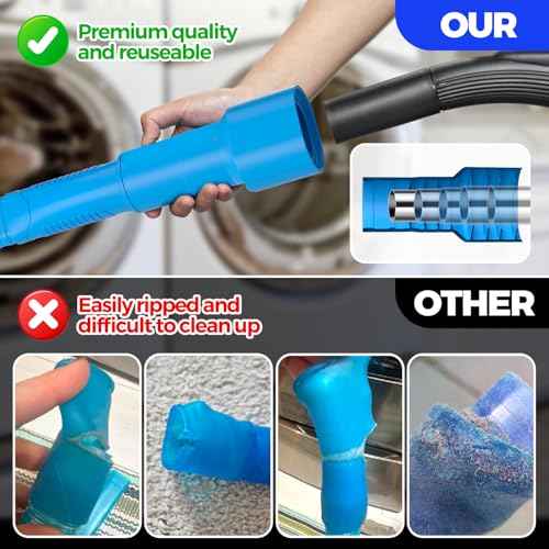 Holikme 2 Pieces Dryer Vent Cleaner Kit, Dryer Lint Vacuum Attachment and Flexible Dryer Lint Brush, Dryer Vent Vacuum Hose Attachment,Blue
