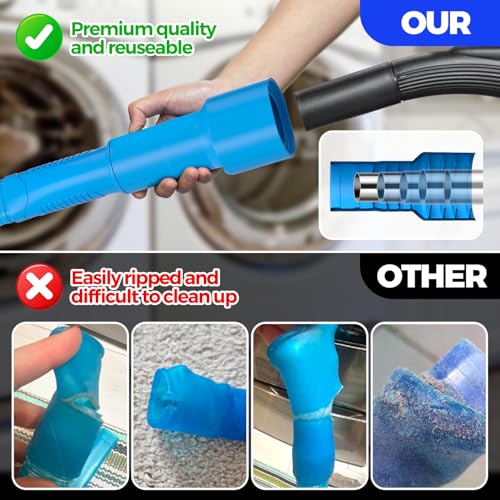 Holikme Dryer Vent Cleaner Kit 2Pack with Blue Flexible Brush & Vacuum Attachments