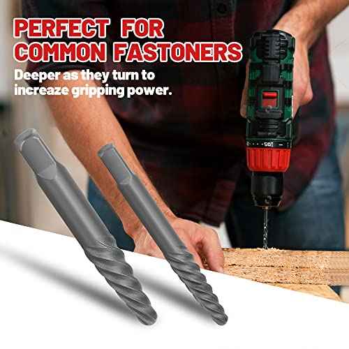 7 Pcs Spiral Screw Extractor Set, Stripped Screw Extractor Set for Removing Stripped Screws and Broken Bolts, Easy Out Bolt Extractor Set 35# Cr-Mo Broken Screw Extractor Kit