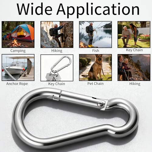 100 Pack M5 Spring Snap Hooks - Heavy Duty Galvanized Steel Carabiners for Camping Hiking Fishing