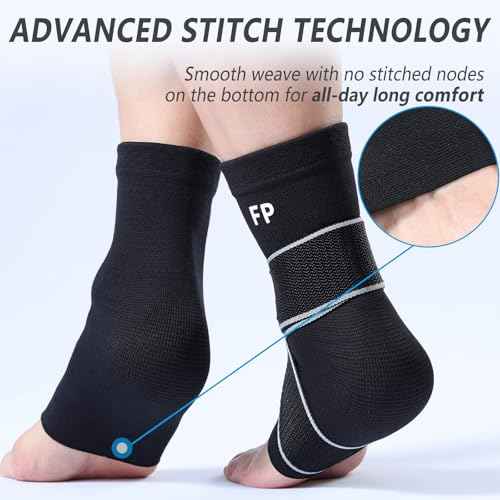 Copper Ankle Brace for Women Men-Ankle Compression Sleeve Support for Sprained Ankle, Plantar Fasciitis Relief & Achilles Tendonitis Brace, Sports, Running, Black, M