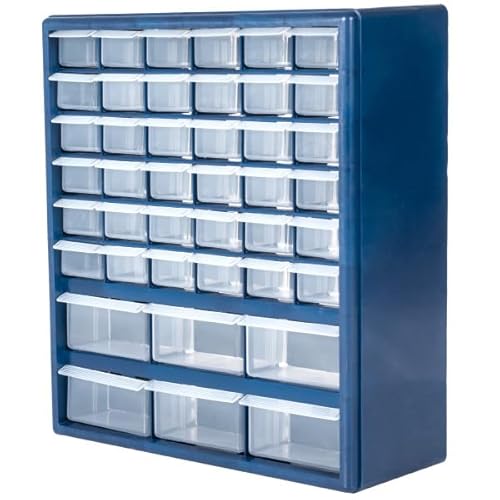 Plastic Storage Drawers ? 42 Compartment Organizer ? Desktop or Wall Mount Container for Hardware, Parts, Crafts, Beads, or Tools by Stalwart, 10 Targets
