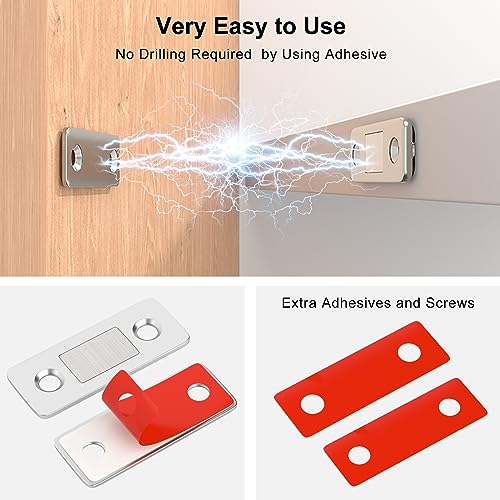 Jiayi 4 Pack Ultra Thin Magnetic Cabinet Catch Silver Heavy Duty Drawer Latch