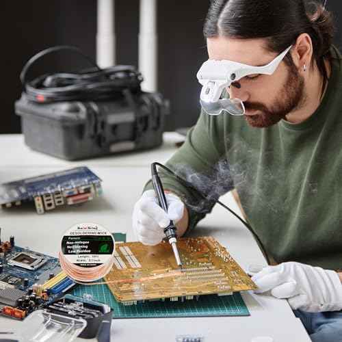 Kaisiking Solder Flux Solder Wick for Electronics Soldering, No Clean Soldering Flux for PCB, SMD & DIY Projects, 0.1" Braided Copper Desoldering Wick & 10cc Flux Paste