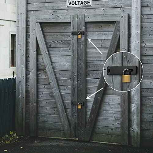 7-1/2" Heavy Duty Door Lock Hasp Latch, 1/8" Thicker Iron Gate Hasp Latches Safety Packlock Clasp Locking with Lengthen Screws for Outdoor Doors, Gates, Shed, Drawers, Cabinets, Black