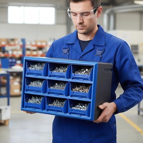 Northsky 9-Drawer Plastic Parts Organizer (Blue) – Stackable Hardware & Craft Storage