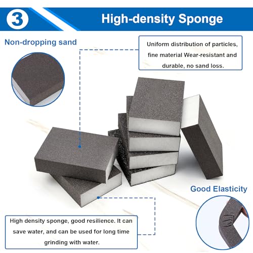 smseace 12 Pack Sanding Blocks 60 80 120 180 220 Grit Drywall Sanding Block Sand Paper for Wood Furniture,Drywall,Metal,Crafts Sanding Block Set Sanding Sponge