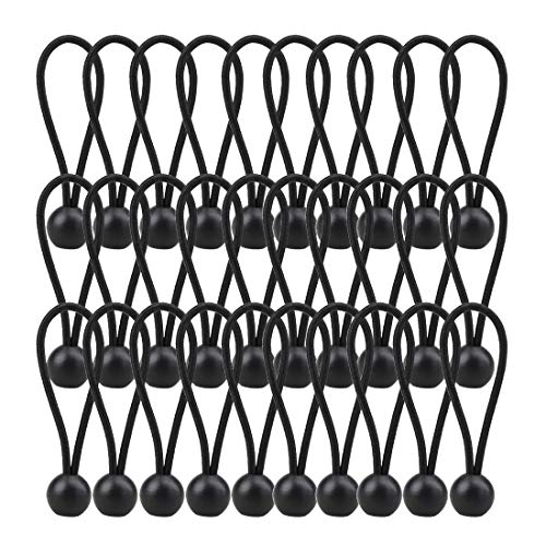 AOPRIE 30 Pack Heavy Duty 4-Inch Black Bungee Balls - Weather Resistant Tie Downs