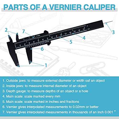 Flutesan 6 Inch/ 150 mm Mini Plastic Vernier Caliper Double Scale Measuring Tool Rectangular Vernier Caliper Read Sliding Gauge Ruler for Eyebrow Stencil Makeup Student School Office Home, 5 Pieces