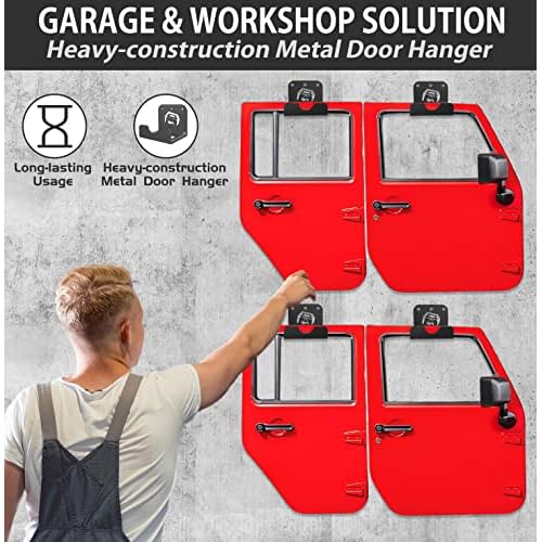 WIPHANY Tunnel Car Pattern Detachable Door Hanger with Rubber Wall Mount Door Hanger Storage Holder Bracket Rack On Garage 4 PCS