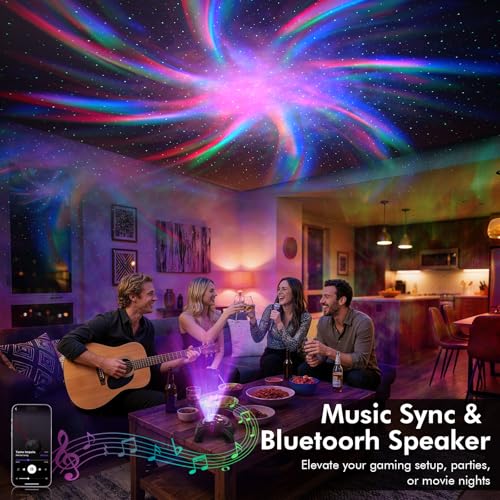 Rossetta Space Black Dual Lens Galaxy Star Projector Night Light with Aurora & Bluetooth