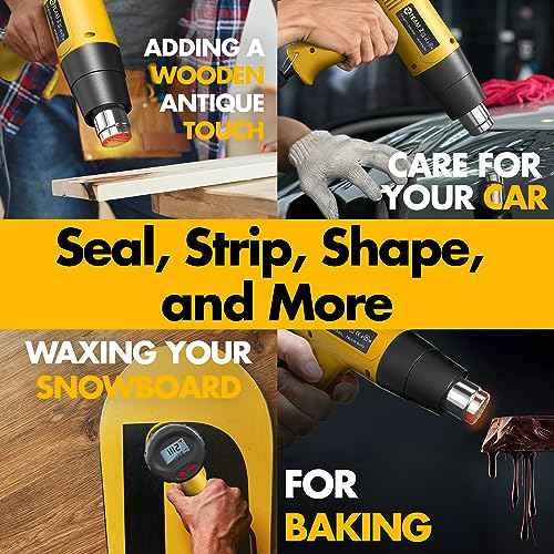Team Z 1800W Heat Gun Kit 212¡ÆF to 1112¡ÆF(Only ¡ÆF)- Fast Heating Heavy Duty Hot Air Gun, LCD Display, Overload Protection with 4 Nozzles for Shrink Wrap, Soften Paint, Bend Plastic Pipes and More