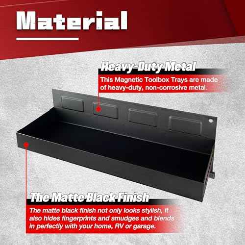 STXDY 4PCS Magnetic Toolbox Shelf, Magnetic Toolbox Tray Set,Black Matte,Extra Strong Magnetic for Garages, Repair Shops and DIY