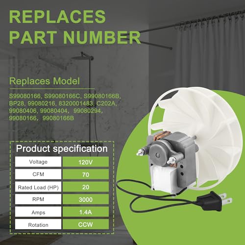 TOMOON Bathroom Vent Fan Motor Replacement for Broan NuTone S99080166