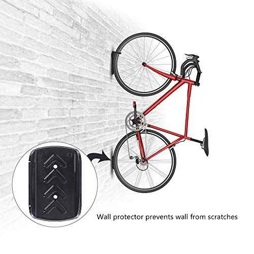 Dirza Bike Wall Mount Rack with Tire Tray - Vertical Bike Storage Rack for Indoor,Garage,Shed - Easy to install - Great for Hanging Road,Mountain or Hybrid Bikes - Screws Included - 2 Pack