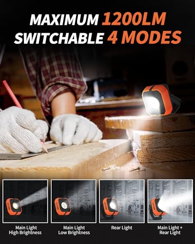 Anylight Orangey Magnetic Rechargeable Work Light with 4 Modes & 150° Rotation