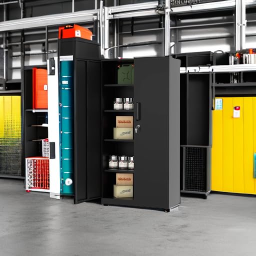 MIIIKO 71" Tall Metal Garage Cabinet with 2 Doors, 5 Shelves, Locking 0.8mm Steel