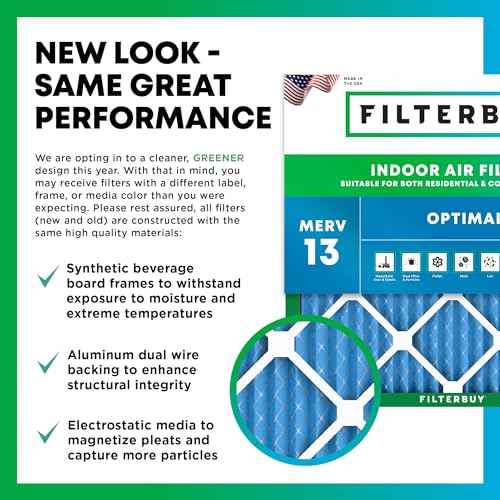 Filterbuy 16x25x1 Air Filter MERV 13 (MPR 1900) Health Defense Replacement (6-Pack), Electrostatic Pleated HVAC AC Furnace Filters, Made in USA (Actual Size: 15.50 x 24.50 x 0.75)